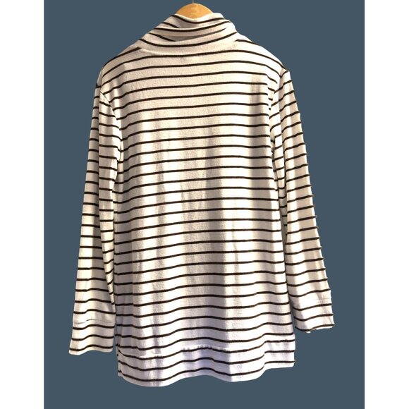 - A NEW DAY- WOMENS LONG SLEEVE LIGHT WEIGHT STRIPPED TURTLENECK TOP SIZE SMALL - Picture 2 of 7